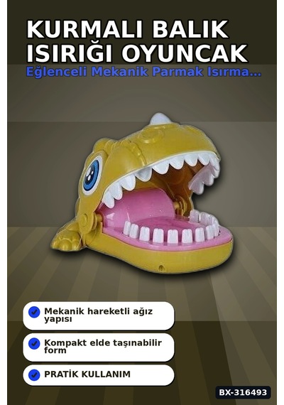 Balık Isırığı Oyunu Pilli Olmayan Kurmalı Eğlenceli Oyuncak Balık - 1 Adet Bx-316493