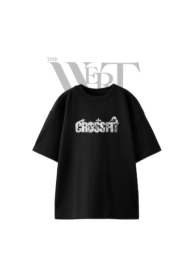 Thewert Crossfit Tasarım Baskılı Ünisex Siyah Oversize T-shirt