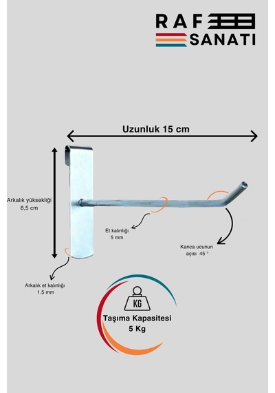25 Adet Tel Pano Kancası 15 Cm Askı Kanca Raf Askısı Raf Aksesuar Galvaniz