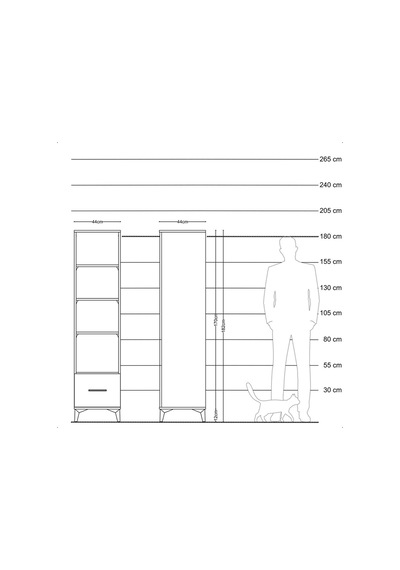 Hyperion Dolap 4 Raflı Tek Çekmeceli 44x44x182 Çam-çam Atlas Çam