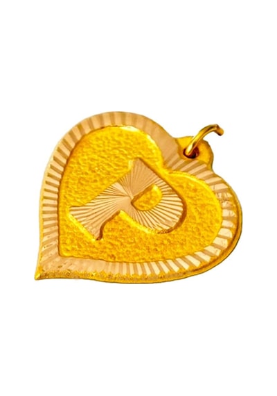 0.25 Gram 14 Ayar P Harfi Kalp Kolye Ucu