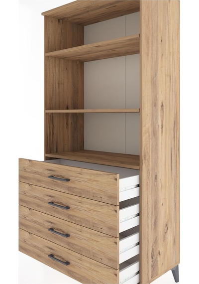 Hyperion Dolap 3 Raflı 4 Çekmeceli 88x44x182 Çam-çam Çam