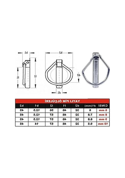 Kaliteli Çelik Traktör Pimi - 10 Mm, 10 Adet