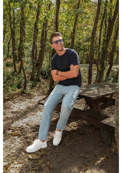 Banny Jeans Erkek Kargo Cep Jean Pantolon Açık Mavi