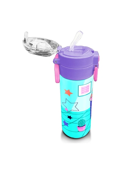 Coral High Kids Turkuaz Pembe Dondurmalı Desenli Pipetli Ve Direkt İçim Çelik Termos 500 Ml 31952 Turkuaz - Mor