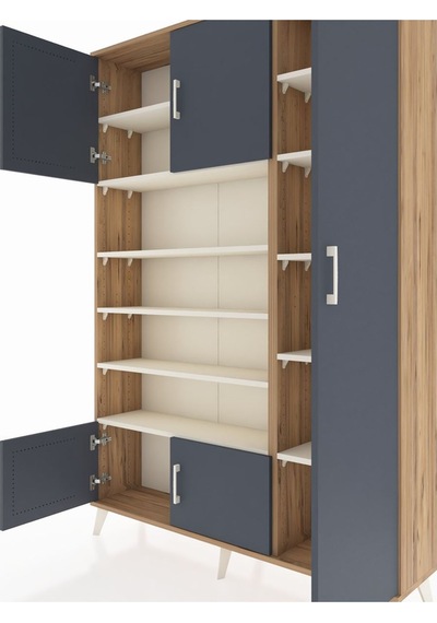 Arges Dolap 11 Raflı 5 Kapaklı 132x30x195 Çam-antrasit/aytaşı Çam Arges Dolap 11 Raflı 5 Kapaklı 132x30x195 Çam-antrasit/aytaşı Çam