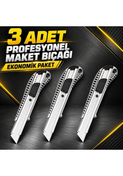 Sgs Profesyonel Alüminyum Maket Bıçağı 3 Adetli Ekonomik Paket