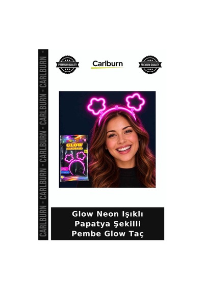 Glow Neon Işıklı Papatya Şekilli Pembe Glow Taç Parti Aksesuarı Kostüm Tacı Konser Takısı +3