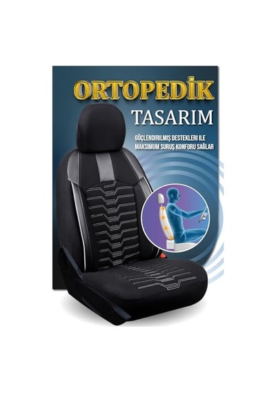 Renault Kangoo Multix İle Uyumlu 2+1 Parçalı Lüx Deri Detaylı Oto Koltuk Kılıfı Ön Arka Takım Platınum Siyah B
