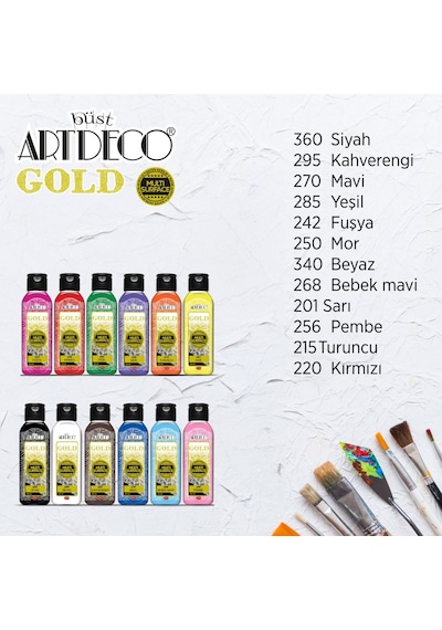 Artdeco Gold 140ml Multi Surface 12'li Tüm Yüzeylere Uygun Akrili Diğer