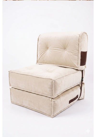 Reyo Pufymax Comfy Plus Koltuk Minder Modüler Yer Koltuğu Sırt Destekli Berjer 75x75x85cm Yıkanabilir Fermuarlı Krem Açık Krem