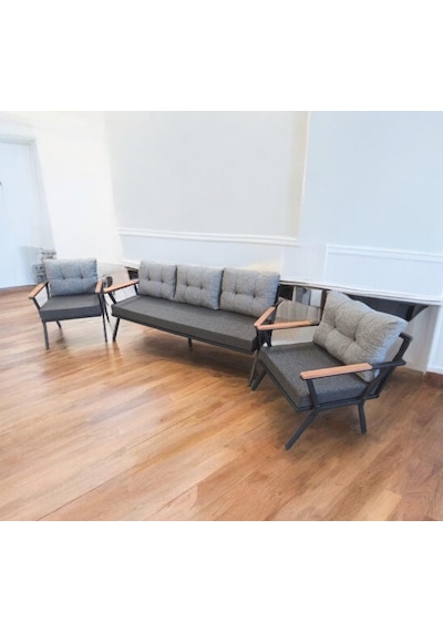 Pimango Pilocca Bahçe Ve Balkon Mobilyası Antrasit Gri 3+1+1 Antrasit - Gri