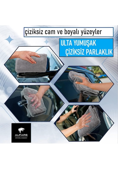 Alpars Süper Emici Microfiber Araç Yıkama Ve Kurulama Bezi 40x70 Gri