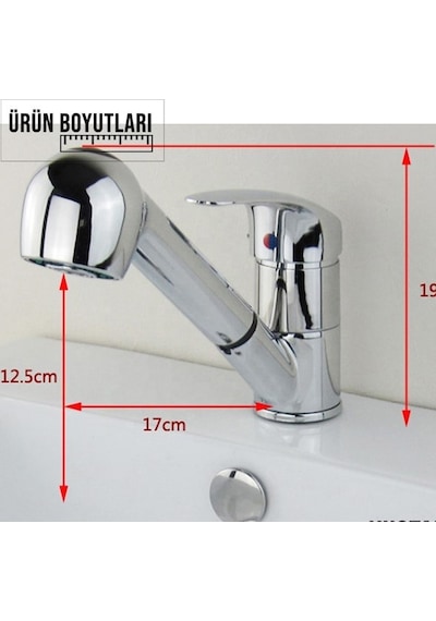 Beyazsu Mix Aç Kapa Pirinç Berber Lavabo Bataryası Pirinç