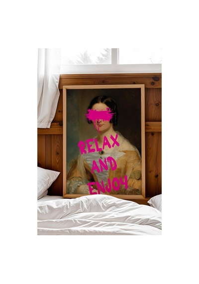 Relax And Enjoy Çerçeveli Tablo Boyalı Göz Detaylı Estetik Tasarım Şık Ev Hediyesi Altered Art
