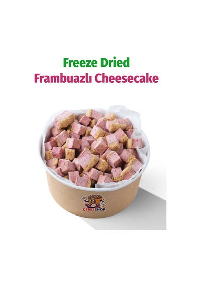 Freeze Dried Frambuazlı Cheesecake Kurutulmuş Çıtır Cheesecake Küpleri, Tatlı Küpleri Atıştırmalık - 300 Gr