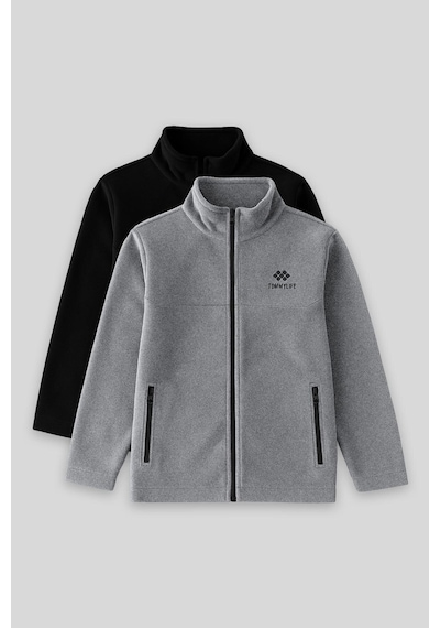 Tommylife Standart Fit 2li Paket Siyah-gri Melanj Erkek Çocuk Polar Sweatshirt - 11223 Siyah - Gri