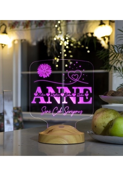 Anneler Günü Hediyesi, Kişiye Özel Anneye Hediye Kare Led Lamba
