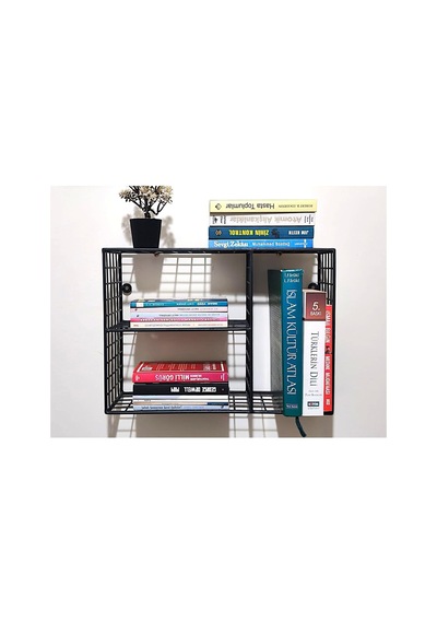 Tr Metal 3 Gözlü Grid Kafes Kitaplık Rafı 45x30x17 Cm Siyah, Gd01513g Diğer