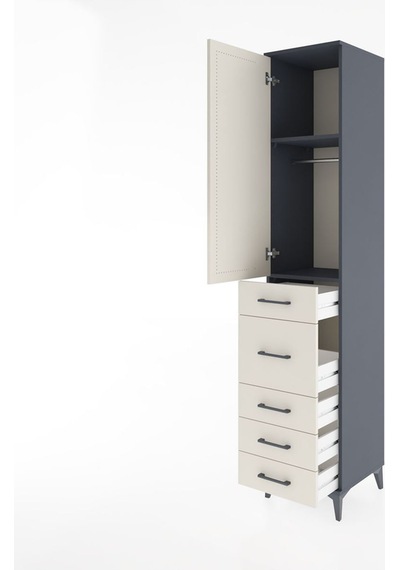Hyperion Dolap 2 Raflı 5 Çekmeceli Tek Askılı 44x44x221 Antra... Antrasit