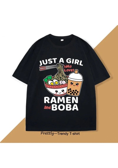 Startmore Beyaz Sadece Ramen Ve Boba'yı Seven Bir Japon Yemeği Ramen Sevgilisi Komi Siyah