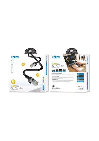 15 Metre Rj45 Ethernet Kablo Go Des Gd-hm891 1000mbps Aktarım Hızı Siyah