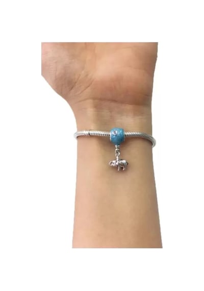 Fil Ve Mavi Balon Pandora Bilek İçin Gümüş Charm Mavi