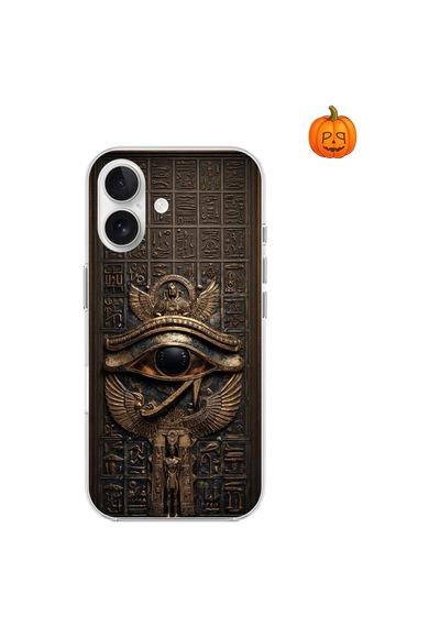 Apple Uyumlu iPhone 16 Şeffaf Kılıf Antik Mısır 2 Tasarımlı
