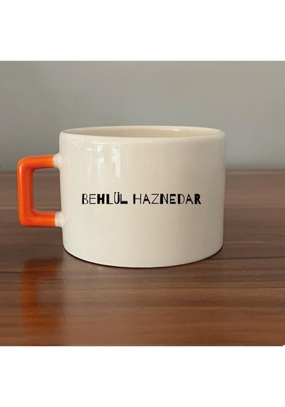 Seçtiğin Isim&logo Tasarım Turuncu Kulplu Seramik C Fincan