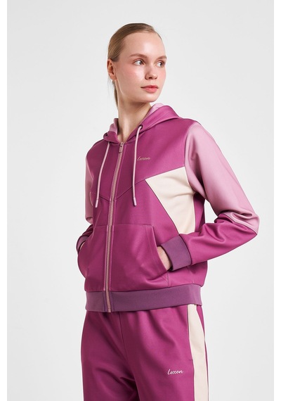 Lescon Kadın Fermuarlı Kapüşonlu Sweatshirt 25n-2131 Mor