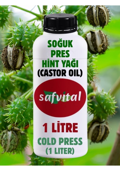 Safvital %100 Saf Katkısız Hint Yağı 1 Litre Castor Oil Hexan Free Heksansız Soğuk Pres Kalite 1 L
