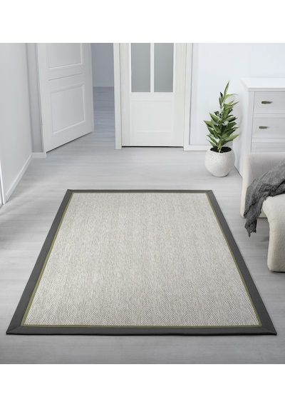 Mariesse Home Çift Bordürlü Hasır Dokulu Sisal Salon Mutfak Koridor Kesme Yolluk Dokuma Makine Halısı Çiftbördürlüsisal 665gri-yeşilsiyah