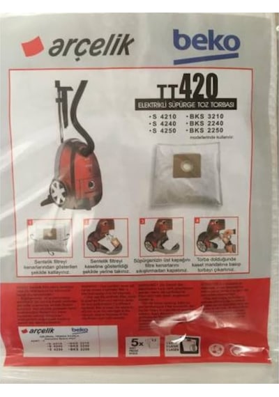 Arçelik Uyumlu: S4210-S4240-S4250 5 Adet Bez Süpürge Torbası (333685344)