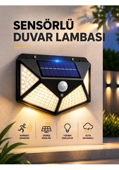 Hepsi Sensörlü Güneş Enerjili Duvar Lambası Najmaddin Çok Renkli
