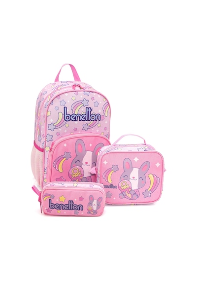 Benetton Kız Çocuk Açık Pembe Üçlü İlkokul Çanta Seti 21032 Pembe