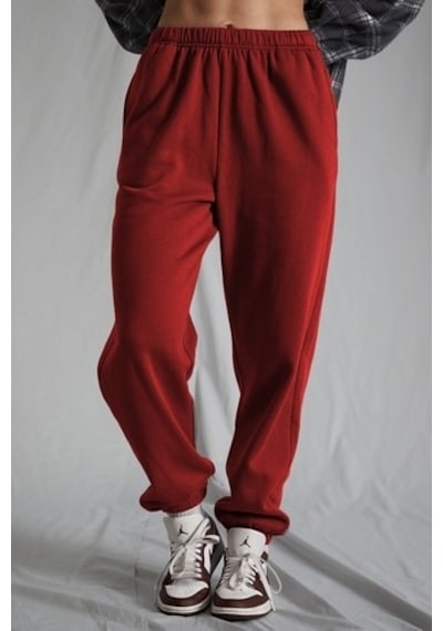 Madmext Kadın Bordo Beli Lastikli Oversize Eşofman Altı Mg1235 BORDO