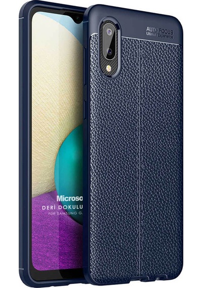 Microsonic Samsung Uyumlu Galaxy A02 Kılıf Deri Dokulu Silikon