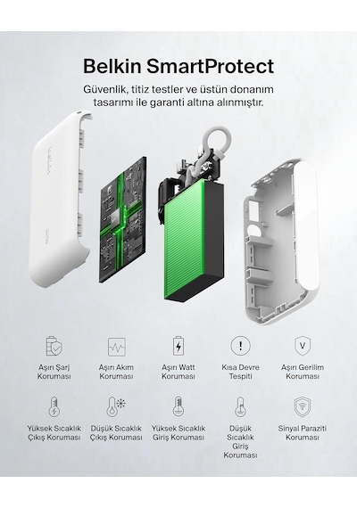 Belkin Bpb027hqwh Boostcharge 10.000 Mah 20w Usb-c Powerbank Dijital Göstergeli Taşınabilir Şarj Cihazı - Beyaz Siyah