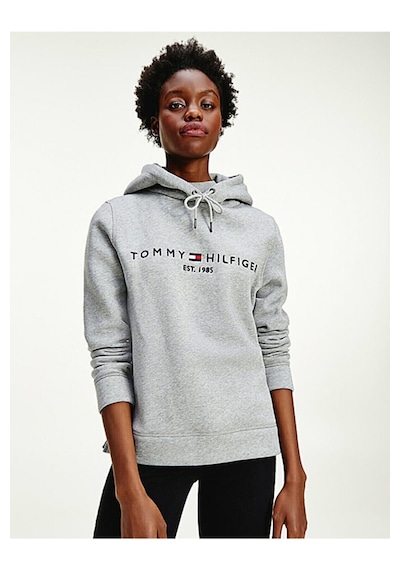 Tommy Hilfiger Bayan Kapşonlu Sweatshirt Gri