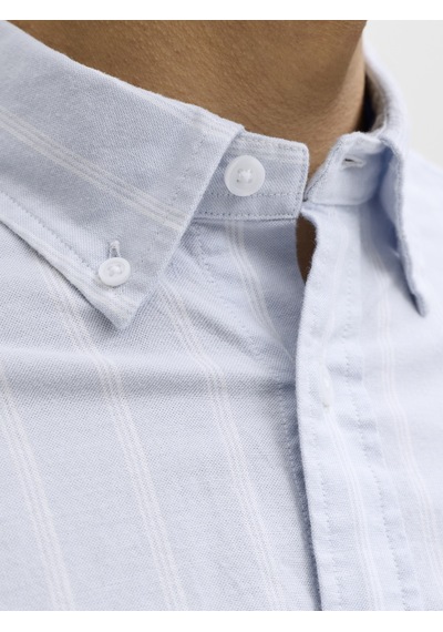 Jack & Jones Erkek Çizgili Oxford Kumas Pamuk Gömlek - Harvey - 12293325 Ashley Blue