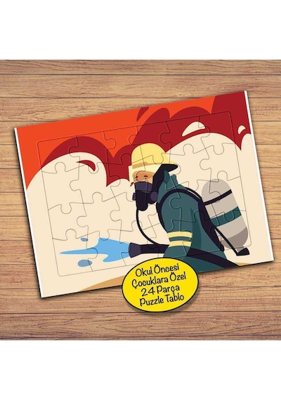 İtfaiye Görevlisi-meslek Çocuklara Özel Puzzle Yapboz Tablo-190pz