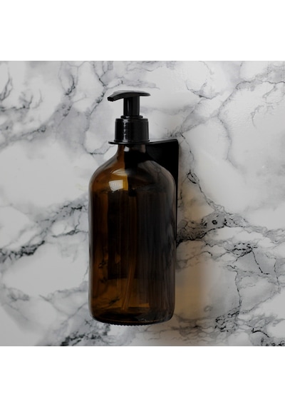 Askı Aparatlı 1 Adet 500ml Amber Kahverengi Cam Sıvı Sabunluk, Ca Kahverengi