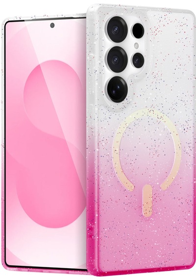 Samsung Uyumlu Galaxy S25 Ultra Uyumlu Pummel Shiny Magsafe Kapak - Pembe