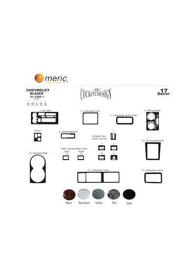 Meriç® Chevrolet Blazer Ön Torpido Kaplama 17 Parça 1995-2003 (530155980)