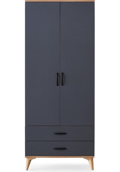 Kumsal 2 Kapılı 2 Çekmeceli Gardrop Elbise Dolabı 80x48x195cm 001 Kumsal 2 Kapılı 2 Çekmeceli Gardrop Elbise Dolabı 80x48x195cm 001