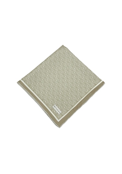 Vakko Twill İpek Eşarp - Helezon Monogram - Koyu Bej