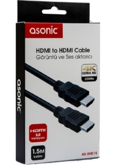 Asonic Xhdm 20- 15 4K Ultra Hd Hdmi Kablo 30 Hz. 1.5 Metre