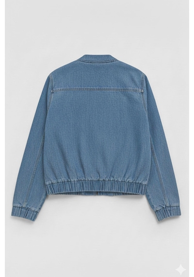 Kadın Açık Mavi Bomber Denim Ceket Açık Mavi