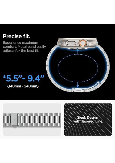 Spigen Apple Watch 49/46/45mm Ultra 3/2/1 / Seri 11/10/9/8/7 İle Uyumlu Kordon Band Modern Fit Klasik Saat Tipi Çelik Gümüş Kayış Amp06356 - Silver Spigen Apple Watch 49/46/45mm Ultra 3/2/1 / Seri 11/10/9/8/7 İle Uyumlu Kordon Band Modern Fit Klasik Saat Tipi Çelik Gümüş Kayış Amp06356 - Silver