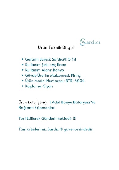Sardıcı Mars Banyo Duş Bataryası Mat Siyah Zarif Tasarım Siyah